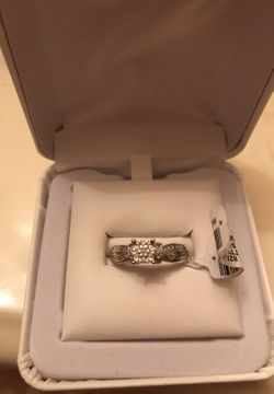 Diamond ring, sterling silver ring, size 8