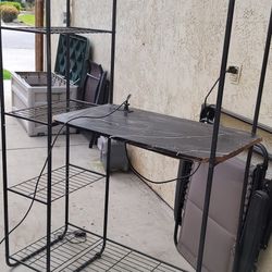 5 tier storage shelf with electric outlet and usb ports 