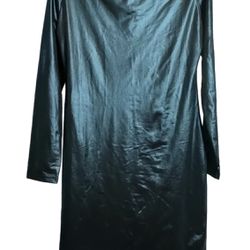 Women’s (O) Plus Size Pleather Mini Dress Sz 2XL Black L Sleeve Bodycon Goth EUC