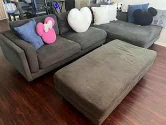 Gray L Shaped Couch with Futon piece
