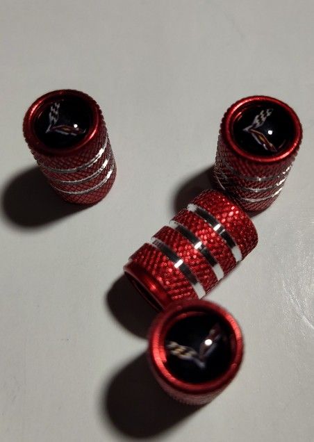Set Of 4 New Wheel Tire Caps Air Valve Stem Cover For Corvette Car