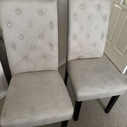 Set of 2 Upholstered Dining Chairs – Tufted Back (Needs Cleaning)