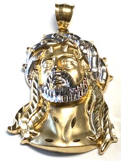 14k Solido Gold Jesus head Pendant