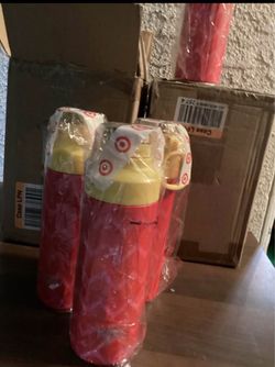 Target-Branded Red and Yellow Water Bottles