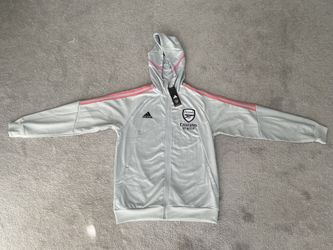 Arsenal Retro Rare Tracksuit Jacket w/ Hoodie BRAND NEW w/ TAGS Men’s Size Medium Gray And Pink