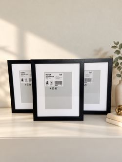 IKEA RIBBA Picture Frames 8x10 Black - Set of 3 with Mats
