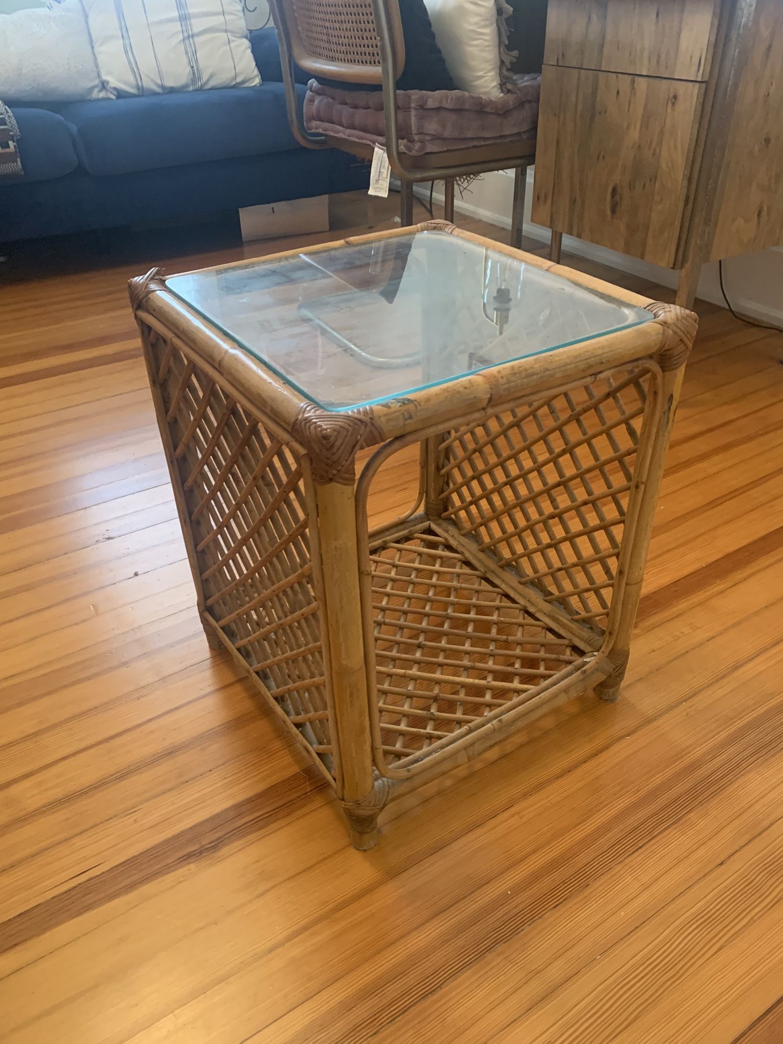 $60 Real Wood Rattan Side Table Or Best Offer