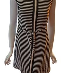 Beautiful Vintage 70's Brown White Stripped Summer Dress. $20