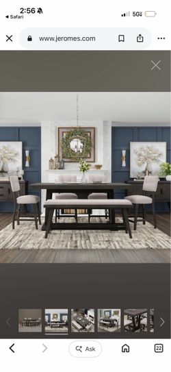 Dining table with 7 chairs and 1 bench