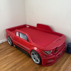 Kids Twin Car Bed Step2 Turbocharged Truck Kids Boys - Hidden Toy Storage Drawer - Ford Lightning SVT Style - Red - FREE DELIVERY TODAY ONLY! 2/2/26
