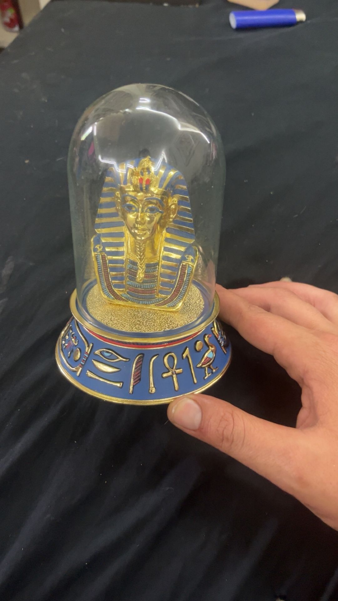 Vintage Egyptian king Tutankhamen hand painted sculpture Franklin Mint