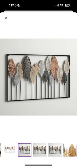 Metal Tall Cut-out Leaf Home Wall Decor with Intricate Laser Cut Designs