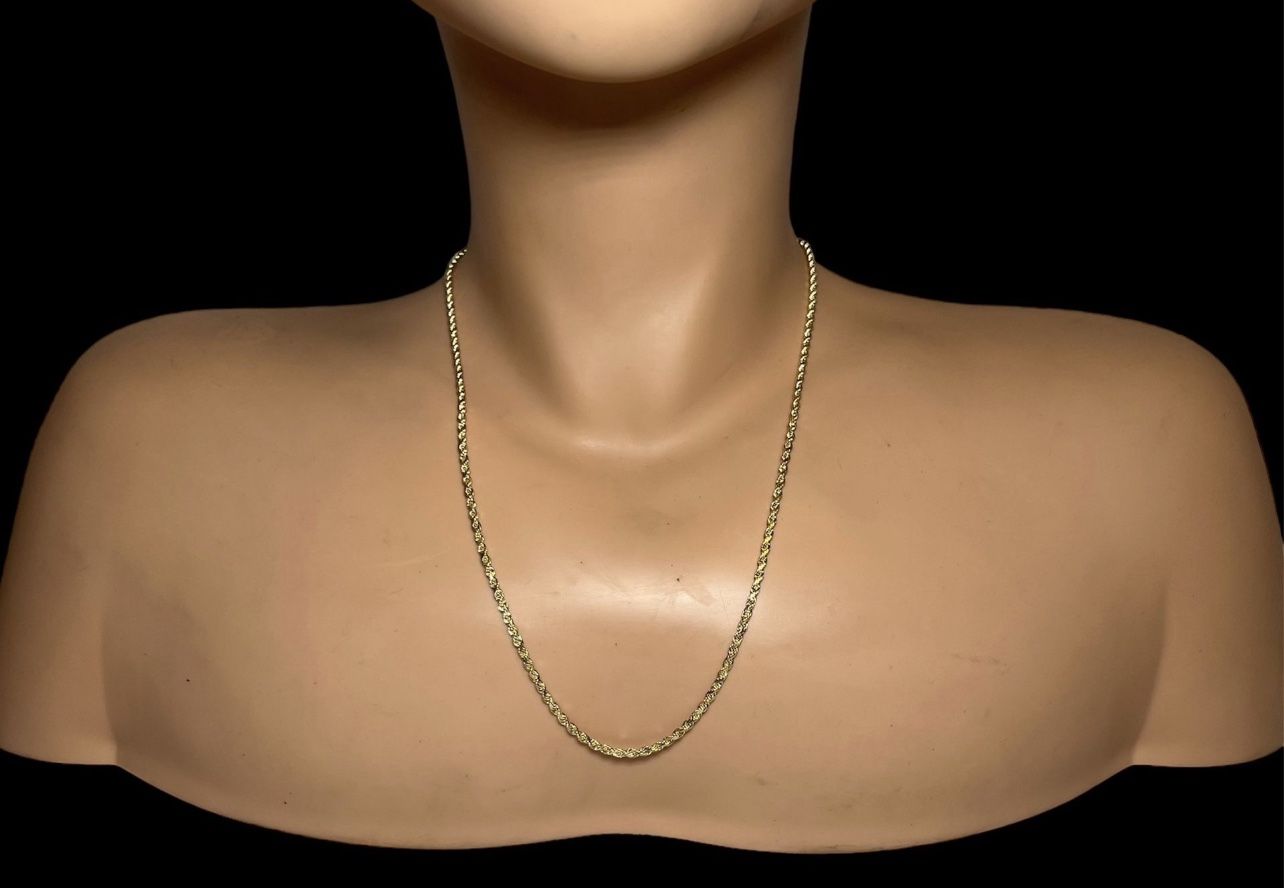 Real 10k GOLD Rope Chain 10kt Necklace Oro Cadena