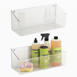 Wall Mount Acrylic Shelves 2 Pack Home Storage Organizer Tray Basket