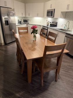 Crate & Barrel Basque 82” Dining Table + 6 Chairs