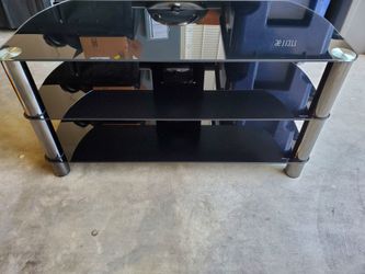 Contemporary Tempered Glass Console Table Media TV stand