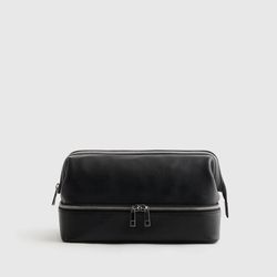 Italian Leather Dual Compartment Toiletry Bag