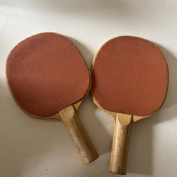  2 Vtg Orange Table Tennis Corporation Ping Pong Ball Paddle Bat Rackets Retro