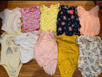 23pc BUNDLE Baby Girl 6-9 Mos Clothes Onesies Bodysuits Tops & Sweater
