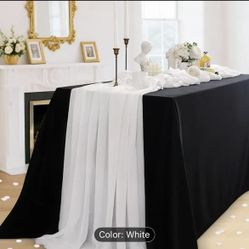 12 White Chiffon wedding Table Runner $15 Each 