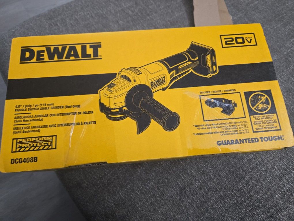 DEWALT 20VMAX BRUSHLESS 4.5"/PULG/PO (115MM) PADDLE SWITH ANGLE GRINDER (TOOL ONLY) NEW PRICE IS FIRM