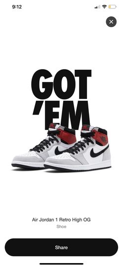 Air Jordan 1 Retro High OG Smoke Gray size 13