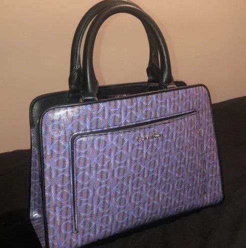 Calvin Klein Bags | Calvin Klein Margot Textured Logo Emboss Satchel | Color: Blue/Purple
