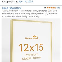 12x15 Aluminum Metal Picture Frame
