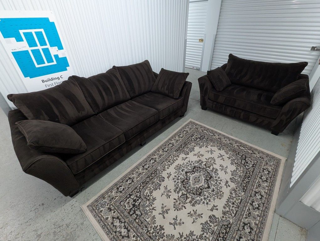 Brown Plush Sofa And Loveseat Delivery Available π
