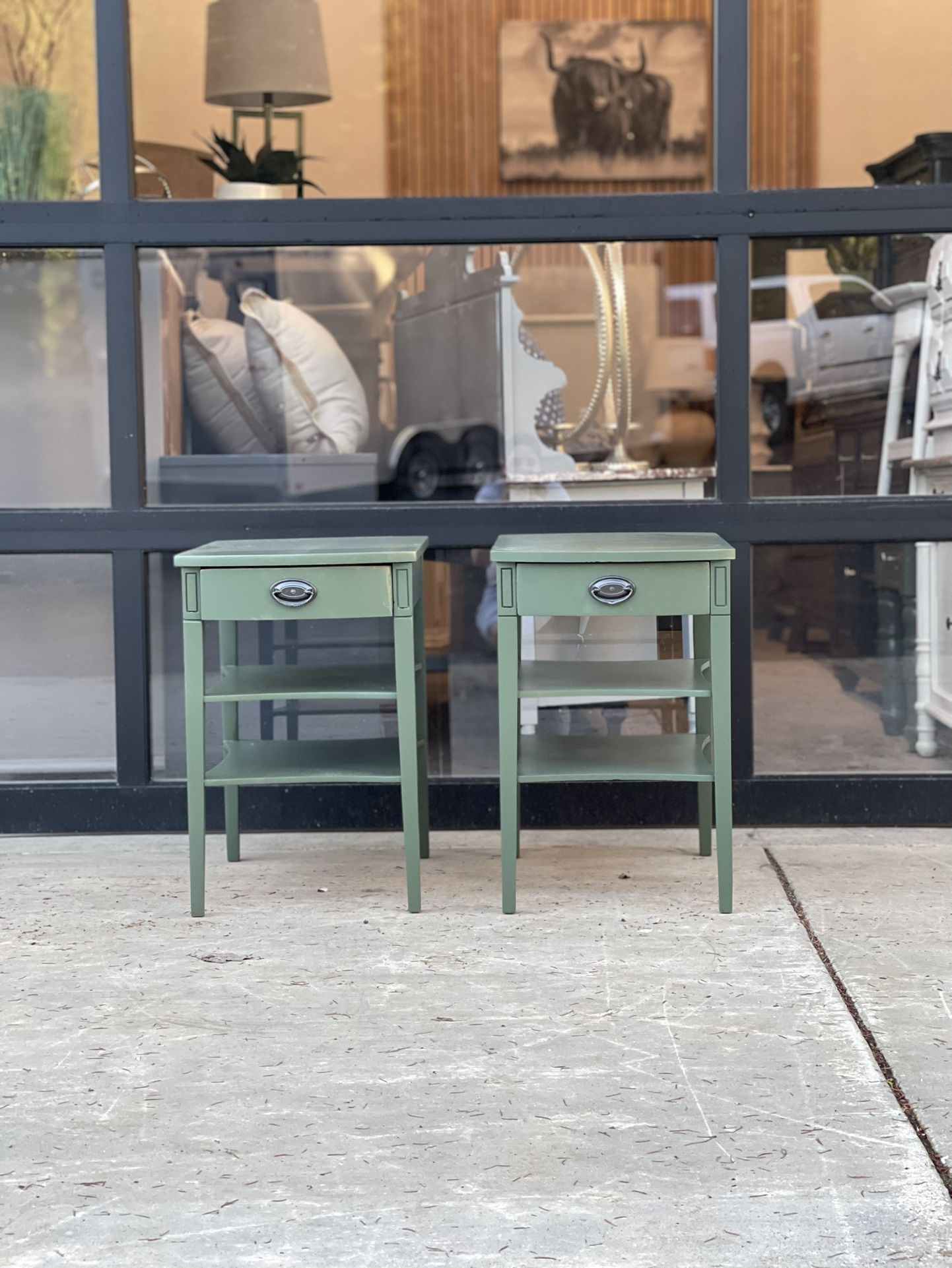 Green Wood Side Tables