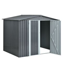 Metal Storage Shed with Double Doors, Heavy-Duty Galvanized Steel Outdoor Garden Shed for Tools, Lawn Equipment, and Yard Storage (72.8Hx68.9Dx87.8W)