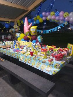 SpongeBob theme and decorations.