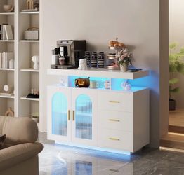 Katracy 39.37'' Sideboard Cabinet with RGB LED Lights, Wireless Charging, USB Ports & Motion Sensor