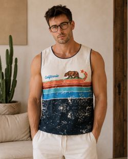 NIT California Bear Graphic Athletic Tank Top Made Spain SIZE 3XL 27" PTP