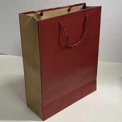 Red / Brown Gift Carrying Paper Bag 10”x 13” x 3.85” ( Lot Of 10)