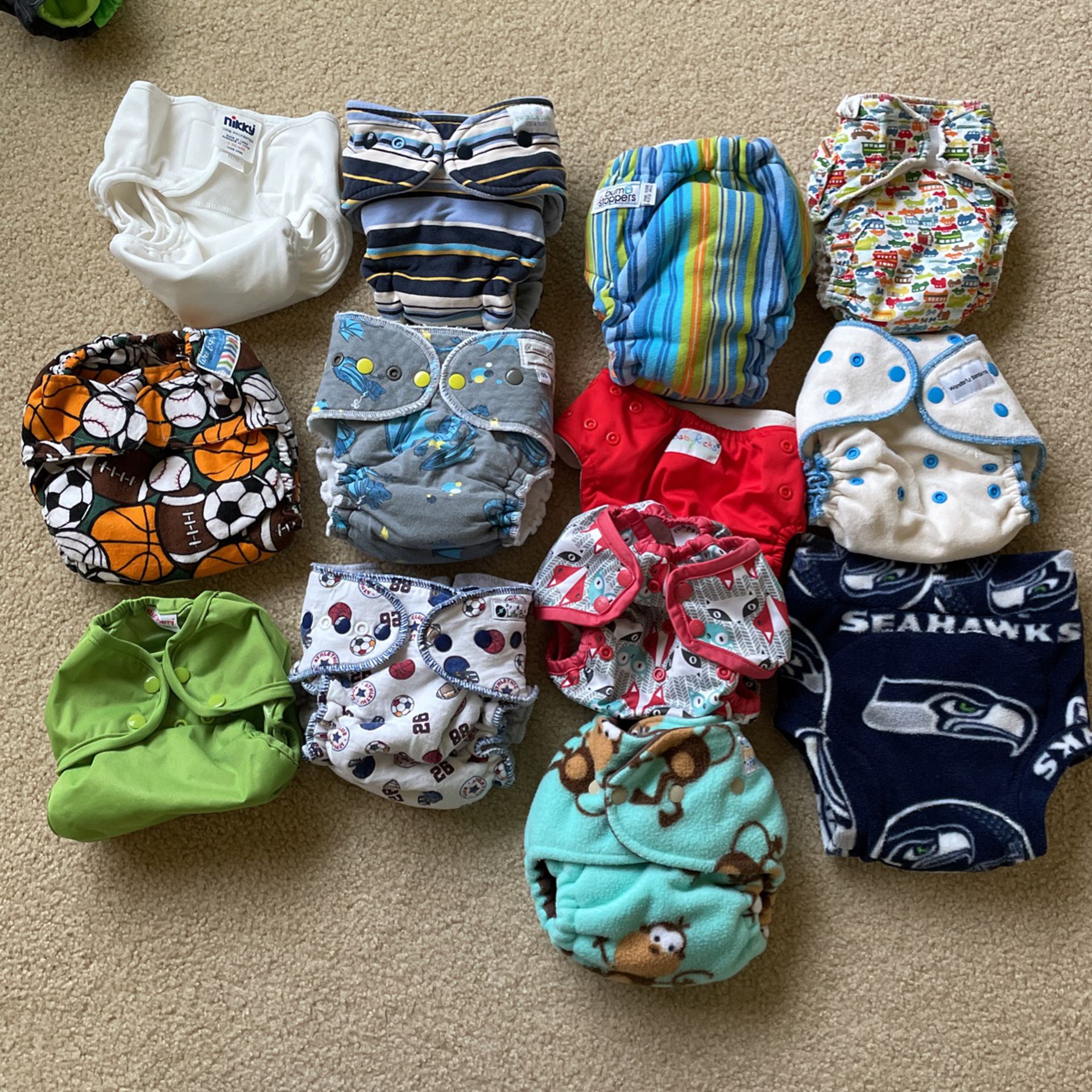 Lot Of 13 Cloth Diapers All Designer/boutique Brands