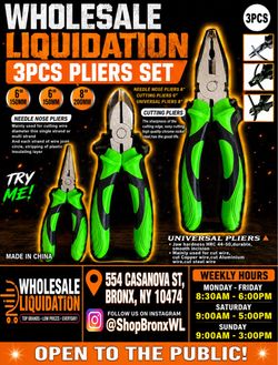 3-Piece Pliers Set – Needle Nose, Cutting, Universal