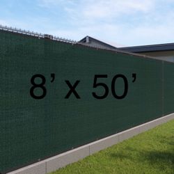 FENCE SCREEN 8’x50' Privacy Screen with ZIP TIES - GREEN 