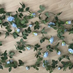 Floral Garland Blue Roses 55” Wedding Quincenera Decorations