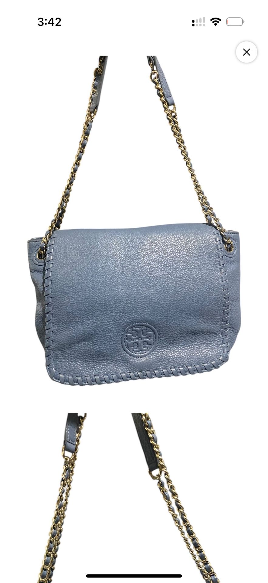 Authentic Tory Burch Blue Leather Chain Shoulder Bag β Chic & Versatile π MSRP: $495+ | Yours now for $175