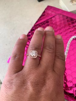 18K rose Gold filled & .925 silver Halo Cut Ring Size 6-NEW!!!