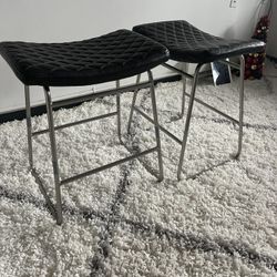 Leather And Chome  Stools