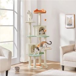65″ Tall Cat Paw-Shaped Play Tower