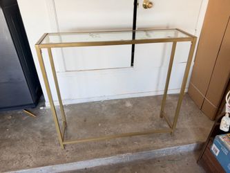 Gold Metal and Glass Console Table