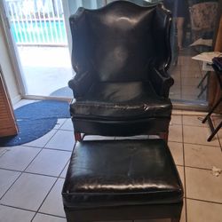 Leather chair and Ottoman