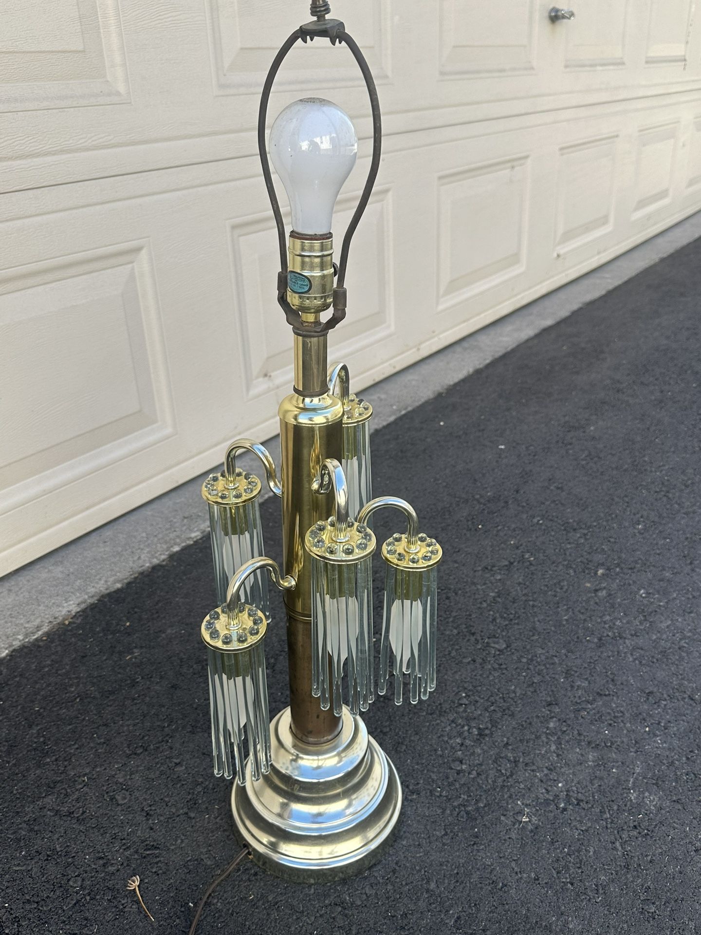 2 Vintage Glass 5 Light Bulb Table Lamps