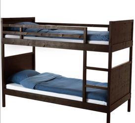 Ikea Norddal Dark Brown Wooden Twin Bunk Bed Frame