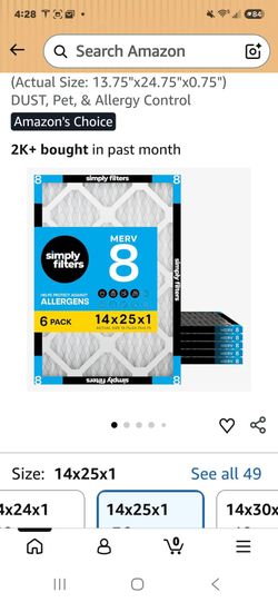 Air filters 6 pack 14x25x1