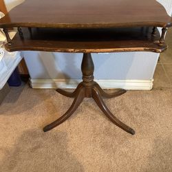 Antique 2 Tier Pedestal Accent Table