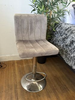 Grey Suede Stool 